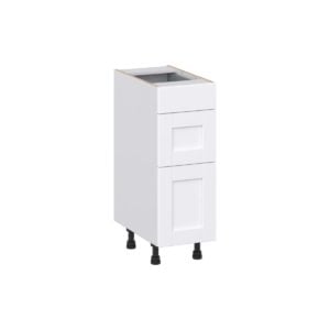 Dahlia Bright White Shaker Assembled 12 in. W x 34.5 in. H x 21 in. D Vanity Drawer Base Cabinet with 3 Drawers