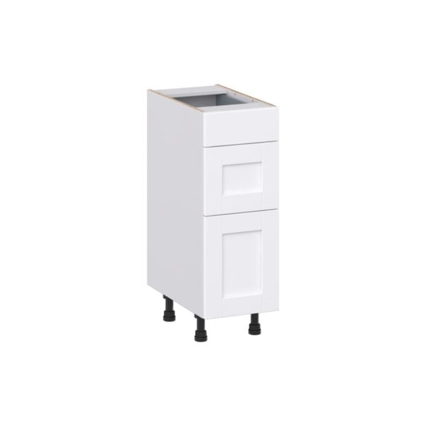 Dahlia Bright White Shaker Assembled 12 in. W x 34.5 in. H x 21 in. D Vanity Drawer Base Cabinet with 3 Drawers