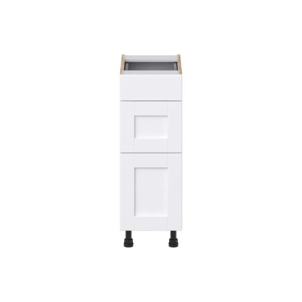 Dahlia Bright White Shaker Assembled 12 in. W x 34.5 in. H x 21 in. D Vanity Drawer Base Cabinet with 3 Drawers