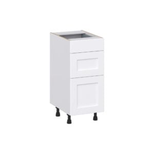 Dahlia Bright White Shaker Assembled 15 in. W x 34.5 in. H x 21 in. D Vanity Drawer Base Cabinet with 3 Drawers