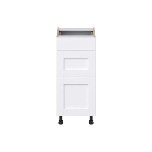 Dahlia Bright White Shaker Assembled 15 in. W x 34.5 in. H x 21 in. D Vanity Drawer Base Cabinet with 3 Drawers