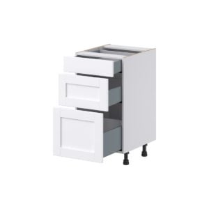 Dahlia Bright White Shaker Assembled 18 in. W x 34.5 in. H x 21 in. D Vanity Drawer Base Cabinet with 3 Drawers