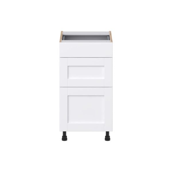 Dahlia Bright White Shaker Assembled 18 in. W x 34.5 in. H x 21 in. D Vanity Drawer Base Cabinet with 3 Drawers