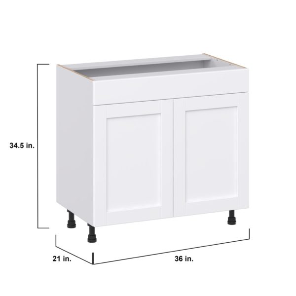 Dahlia Bright White Shaker Assembled 36 in. W x 34.5 in.H x 21 in. D Vanity Sink Base Cabinet with False Front