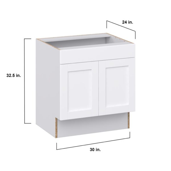 Dahlia Bright White Shaker Assembled 30 in. W x 32.5 in. H x 24 in. D ADA Sink Base With Removable Front Cabinet