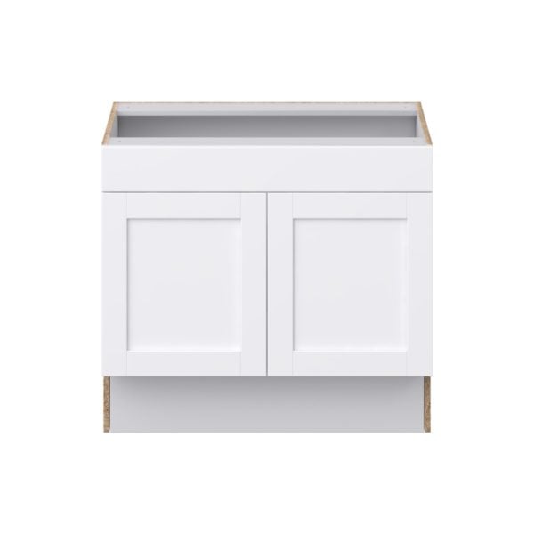 Dahlia Bright White Shaker Assembled 36 in. W x 32.5 in. H x 24 in. D ADA Sink Base With Removable Front Cabinet