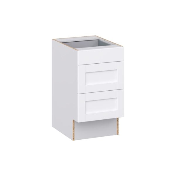 Dahlia Bright White Shaker Assembled 18 in. W x 32.5 in. H x24 in. D ADA Drawer Base Cabinet with 3 Drawers