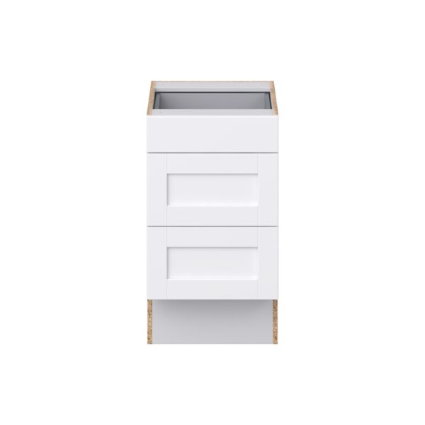 Dahlia Bright White Shaker Assembled 18 in. W x 32.5 in. H x24 in. D ADA Drawer Base Cabinet with 3 Drawers