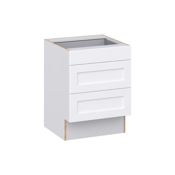 Dahlia Bright White Shaker Assembled 24 in. W x 32.5 in. H x 24 in. D ADA Drawer Base Cabinet with 3 Drawers