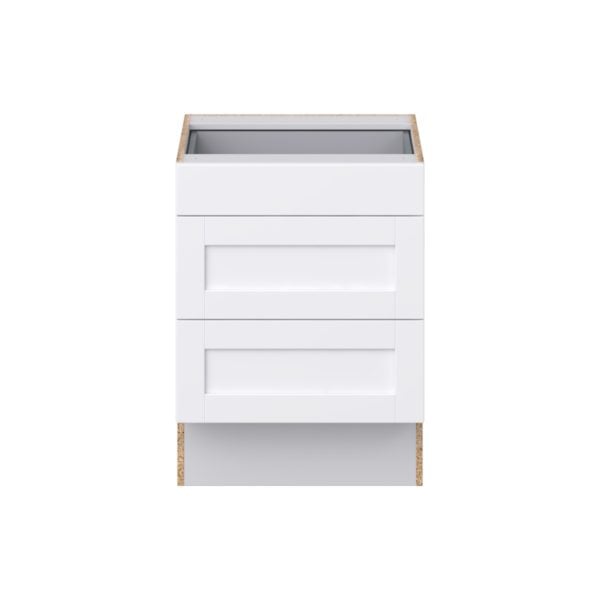 Dahlia Bright White Shaker Assembled 24 in. W x 32.5 in. H x 24 in. D ADA Drawer Base Cabinet with 3 Drawers