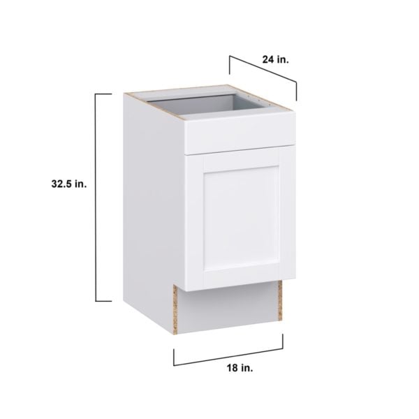 Dahlia Bright White Shaker Assembled 18 in. W x 32.5 in. H x 24 in. D Accessible ADA Base Cabinet with 1 Drawer