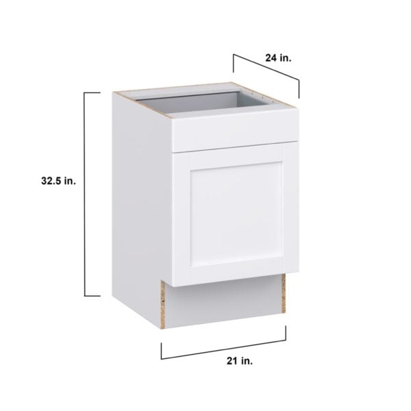 Dahlia Bright White Shaker Assembled 21 in. W x 32.5 in. H x 24 in. D Accessible ADA Base Cabinet with 1 Drawer