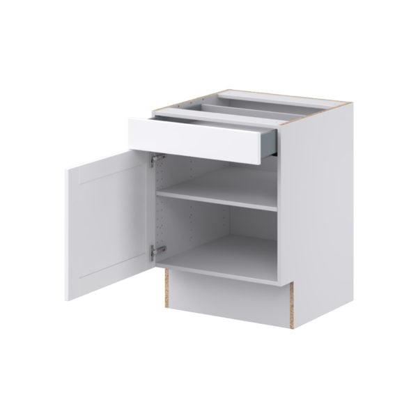 Dahlia Bright White Shaker Assembled 24 in. W x 32.5 in. H x 24 in. D Accessible ADA Base Cabinet with 1 Drawer