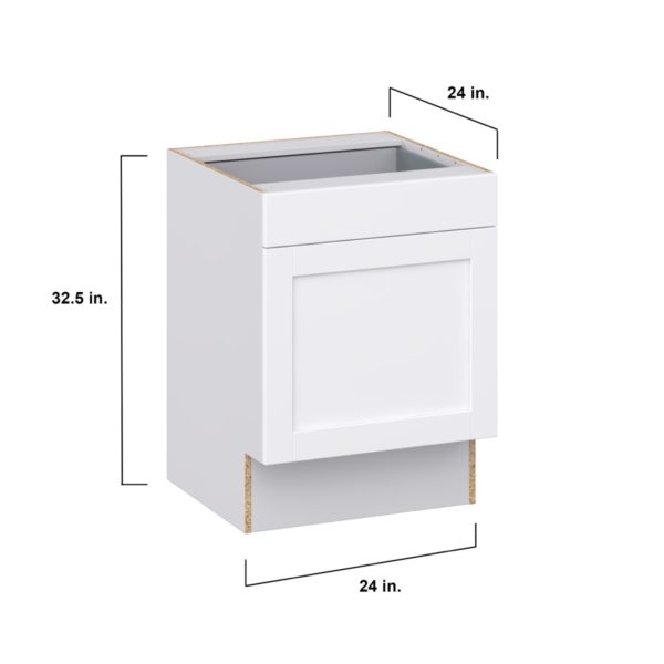 Dahlia Bright White Shaker Assembled 24 in. W x 32.5 in. H x 24 in. D Accessible ADA Base Cabinet with 1 Drawer