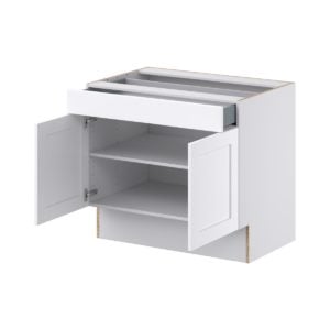 Dahlia Bright White Shaker Assembled 36 in. W x 32.5 in. H x 24 in. D Accessible ADA Base Cabinet with 1 Drawer