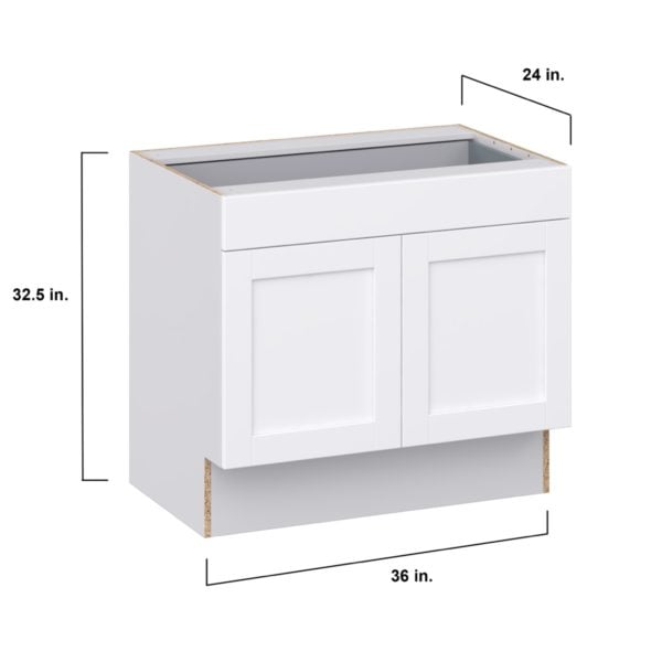 Dahlia Bright White Shaker Assembled 36 in. W x 32.5 in. H x 24 in. D Accessible ADA Base Cabinet with 1 Drawer