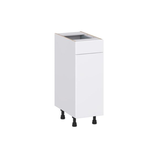 Lily Bright White Slab Assembled 12 in. W x 34.5 in. H x 21 in.D Vanity Base Cabinet with 1 Drawer