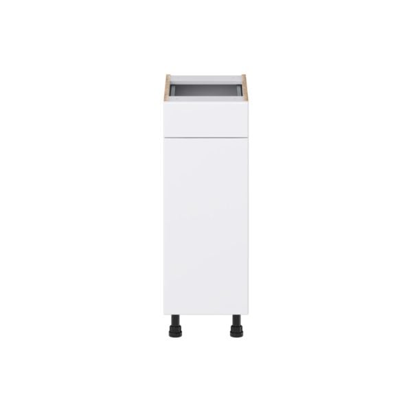 Lily Bright White Slab Assembled 12 in. W x 34.5 in. H x 21 in.D Vanity Base Cabinet with 1 Drawer