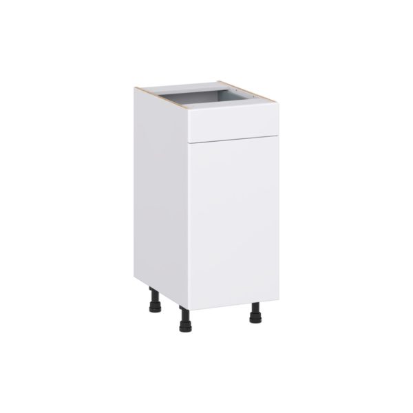 Lily Bright White Slab Assembled 15 in. W x 34.5 in. H x 21 in. D Vanity Base Cabinet with 1 Drawer