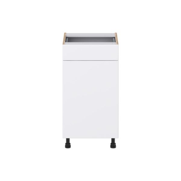 Lily Bright White Slab Assembled 18 in. W x 34.5 in. H x 21 in. D Vanity Base Cabinet with 1 Drawer