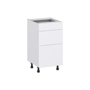 Lily Bright White Slab Assembled 18 in. W x 34.5 in. H x 21 in. D Vanity Drawer Base Cabinet with 3 Drawers