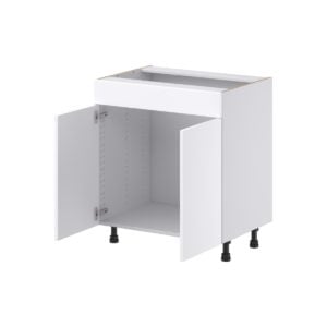 Lily Bright White Slab Assembled 30 in. W x 34.5 in. H x 21 in. D Vanity Sink Base Cabinet with False Front