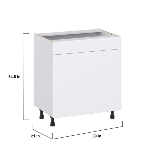 Lily Bright White Slab Assembled 30 in. W x 34.5 in. H x 21 in. D Vanity Sink Base Cabinet with False Front