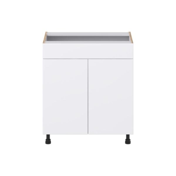 Lily Bright White Slab Assembled 30 in. W x 34.5 in. H x 21 in. D Vanity Sink Base Cabinet with False Front