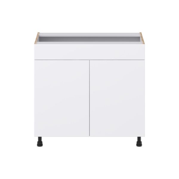 Lily Bright White Slab Assembled 36 in. W x 34.5 in.H x 21 in. D Vanity Sink Base Cabinet with False Front