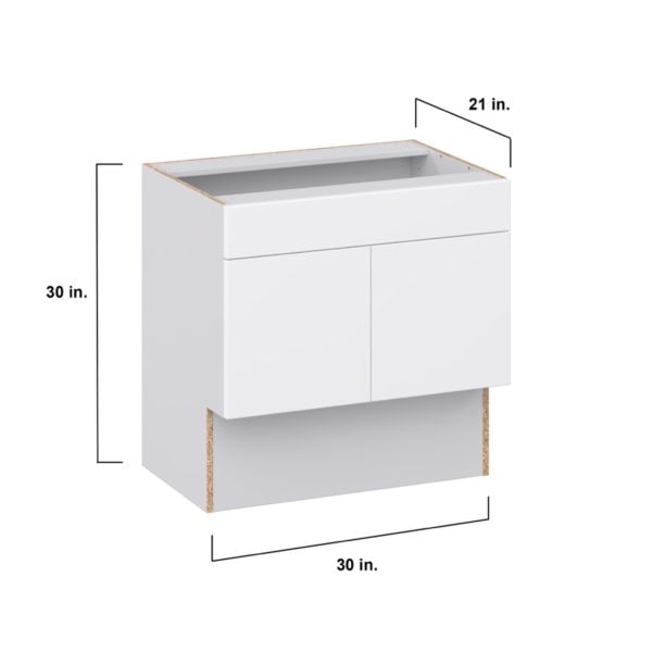 Lily Bright White Slab Assembled 30 in. W x 30 in. H x 21 in. D Accessible ADA Vanity Base with False Front Cabinet