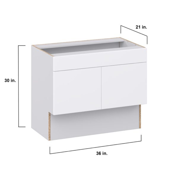 Lily Bright White Slab Assembled 36 in. W x 30 in. H x 21 in. D ADA Vanity Sink Base Cabinet With Removable Front