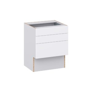 Lily Bright White Slab Assembled 24 in. W x 30 in. H x 21 in. D Vanity ADA Drawer Base Cabinet with 3 Drawers