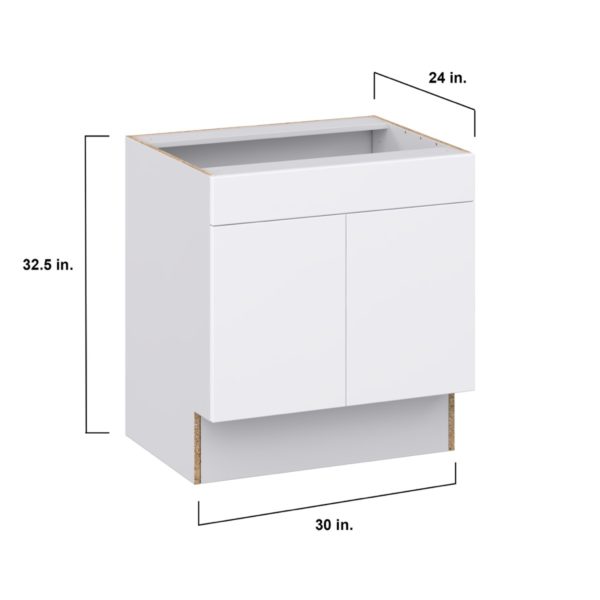 Lily Bright White Slab Assembled 30 in. W x 32.5 in. H x 24 in. D ADA Sink Base With Removable Front Cabinet