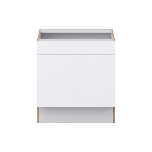 Lily Bright White Slab Assembled 30 in. W x 32.5 in. H x 24 in. D ADA Sink Base With Removable Front Cabinet