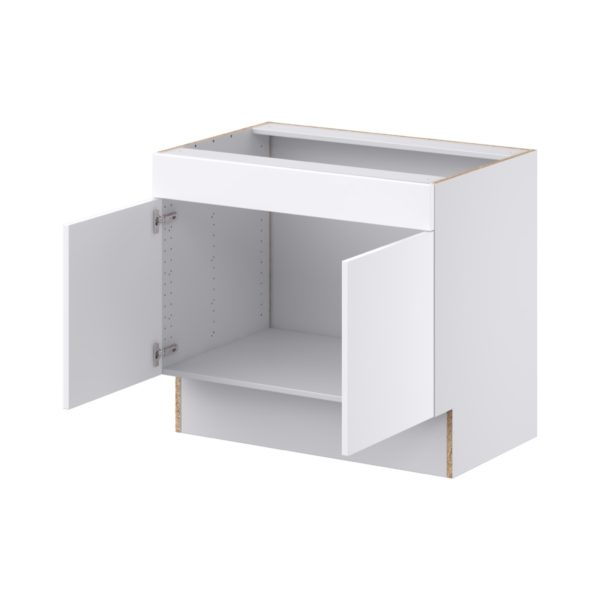 Lily Bright White Slab Assembled 36 in. W x 32.5 in. H x 24 in. D ADA Sink Base With Removable Front Cabinet