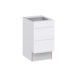 Lily Bright White Slab Assembled 18 in. W x 32.5 in. H x24 in. D ADA Drawer Base Cabinet with 3 Drawers