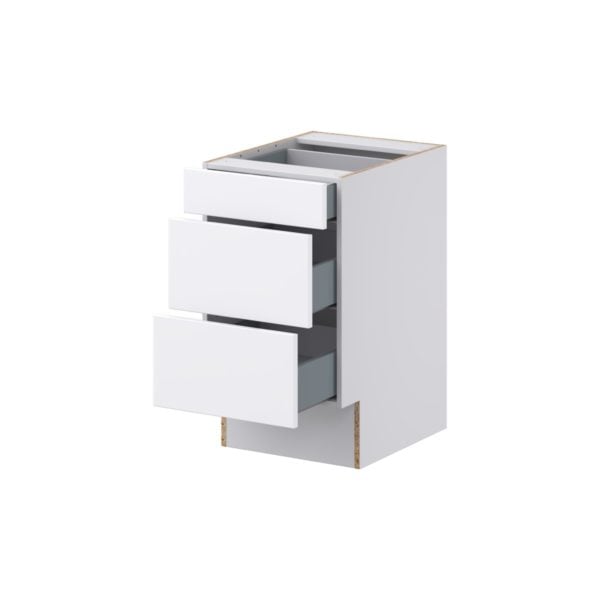 Lily Bright White Slab Assembled 18 in. W x 32.5 in. H x24 in. D ADA Drawer Base Cabinet with 3 Drawers