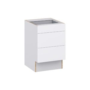 Lily Bright White Slab Assembled 21 in. W x 32.5 in. H x 24 in. D ADA Drawer Base Cabinet with 3 Drawers