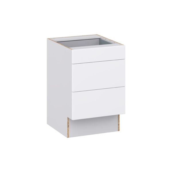 Lily Bright White Slab Assembled 21 in. W x 32.5 in. H x 24 in. D ADA Drawer Base Cabinet with 3 Drawers