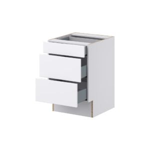 Lily Bright White Slab Assembled 21 in. W x 32.5 in. H x 24 in. D ADA Drawer Base Cabinet with 3 Drawers