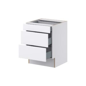 Lily Bright White Slab Assembled 24 in. W x 32.5 in. H x 24 in. D ADA Drawer Base Cabinet with 3 Drawers