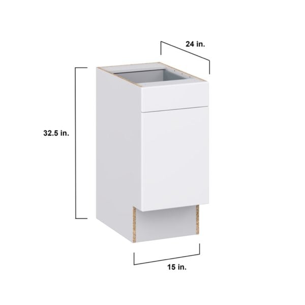 Lily Bright White Slab Assembled 15 in. W x 32.5 in. H x 24 in. D Accessible ADA Base Cabinet with 1 Drawer