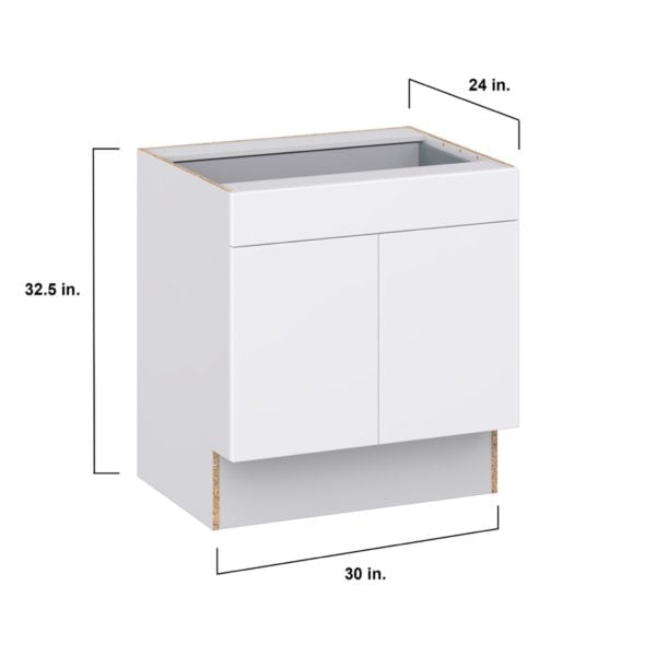 Lily Bright White Slab Assembled 30 in. W x 32.5 in. H x 24 in. D Accessible ADA Base Cabinet with 1 Drawer