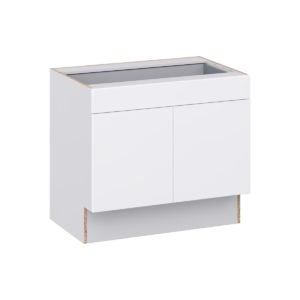 Lily Bright White Slab Assembled 36 in. W x 32.5 in. H x 24 in. D Accessible ADA Base Cabinet with 1 Drawer