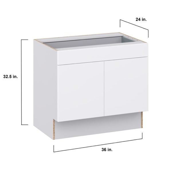 Lily Bright White Slab Assembled 36 in. W x 32.5 in. H x 24 in. D Accessible ADA Base Cabinet with 1 Drawer