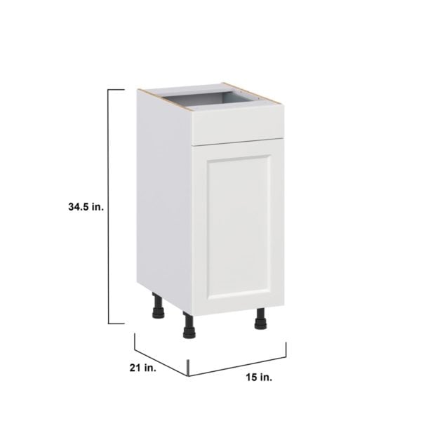 Magnolia Painted Bright White Recessed Assembled 15 in. W x 34.5 in. H x 21 in. D Vanity Base Cabinet with 1 Drawer