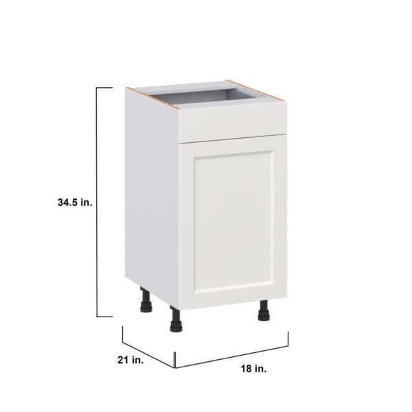 Magnolia Painted Bright White Recessed Assembled 18 in. W x 34.5 in. H x 21 in. D Vanity Base Cabinet with 1 Drawer