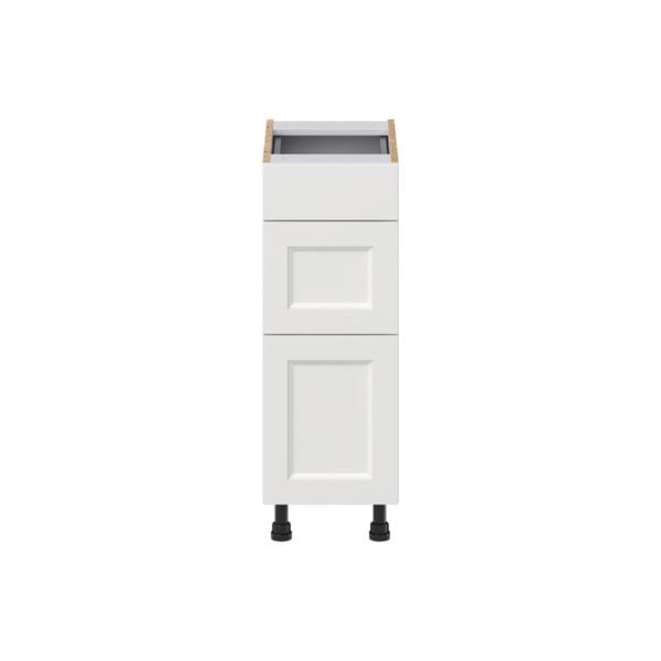 Magnolia Painted Bright White Recessed Assembled 12 in. W x 34.5 in. H x 21 in. D Vanity Drawer Base Cabinet with 3 Drawers