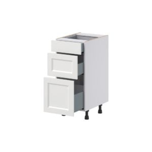 Magnolia Painted Bright White Recessed Assembled 15 in. W x 34.5 in. H x 21 in. D Vanity Drawer Base Cabinet with 3 Drawers