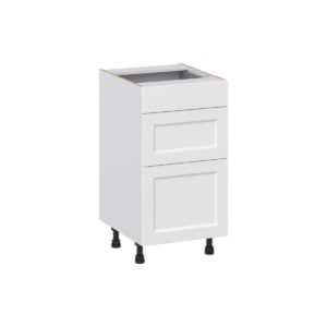 Magnolia Painted Bright White Recessed Assembled 18 in. W x 34.5 in. H x 21 in. D Vanity Drawer Base Cabinet with 3 Drawers